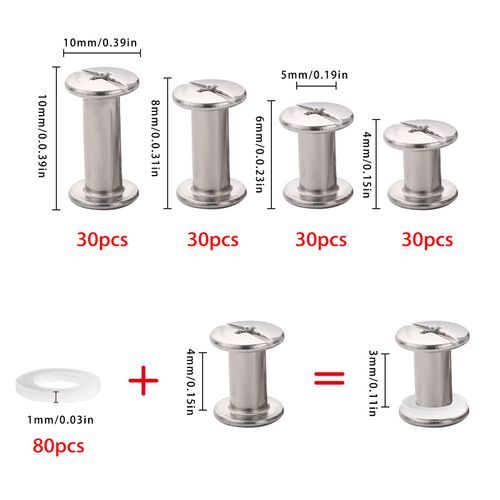 Set of 120 Chicago Screw Posts, Rivet Chicago Binding Screws, Metal Rivet Replacement Repair for Bags, Crafts, Collar, Harness, Luggage, Purse, Dog Lead, Backpack, Belt (Black)