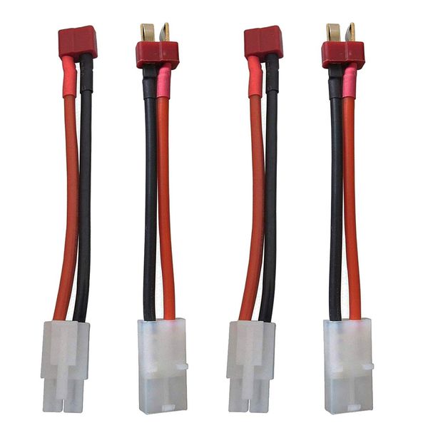 ShareGoo 2 Pairs Adapter Connector Compatible with Big Tamiya Style Connector to Deans T Style Plug 14AWG Cable for RC ESC Lipo/NiMH Battery Charging