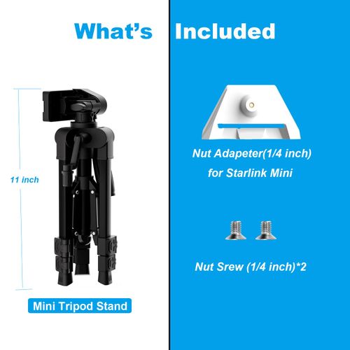 Zatelitount Starlink Mini Tripod Mount , Adjustable Height and Tilt, Starlink V4 Kit Satellite Pole Mount Kit with Tripod Adapter, Compatible with Starlink Mini Antenna