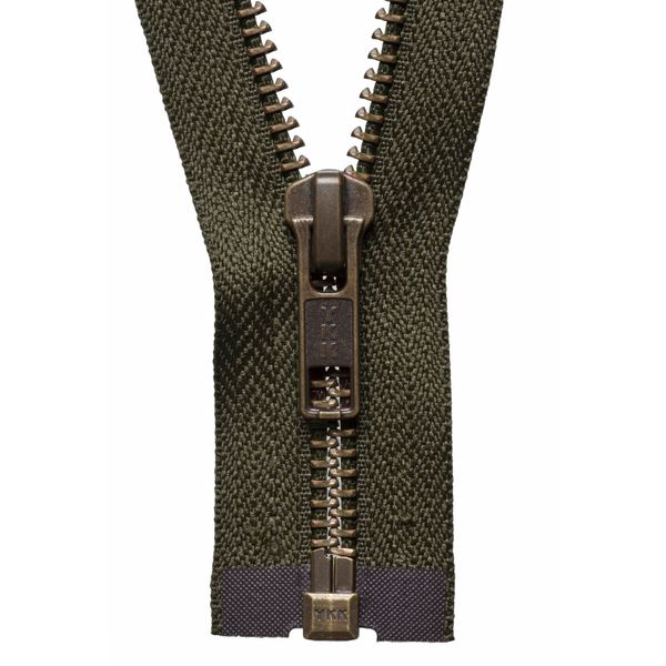 YKK Khaki Strong Metal Tooth Open End Zip - 71Cm