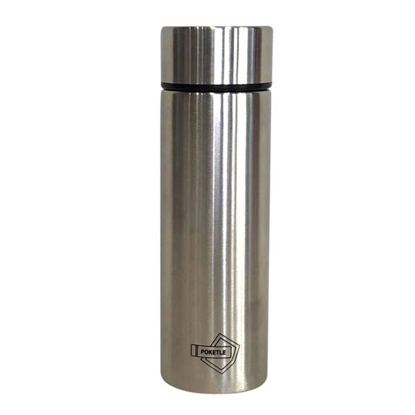 Poketle Water Bottle, Mug, Slim Bottle, 4.2 fl oz (120 ml), Stainless Steel, Silver