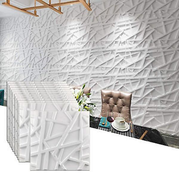 12 Tiles 3D Wall Panels PVC Geometric Brick Art Design DIY 19.7"x19.7" Wallpaper