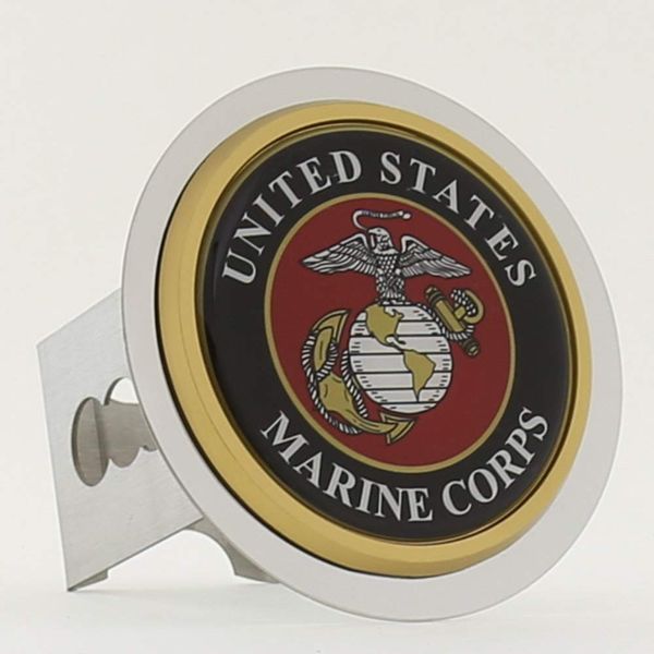 Patriotic US Marine Corps Chrome Trailer Hitch Plug