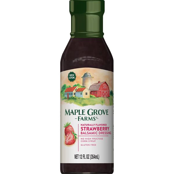 Maple Grove Farms Salad Dressing, Strawberry Balsamic Salad Dressing, 12 Ounce