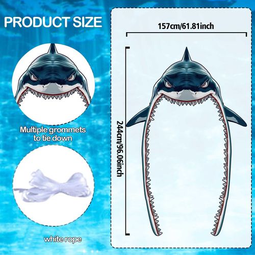 Zliisang Shark Door Cover Banner Ocean Theme Shark Party Decorations Summer Sea Birthday Backdrop for Wall Indoor Home Decor Photoshoot Props