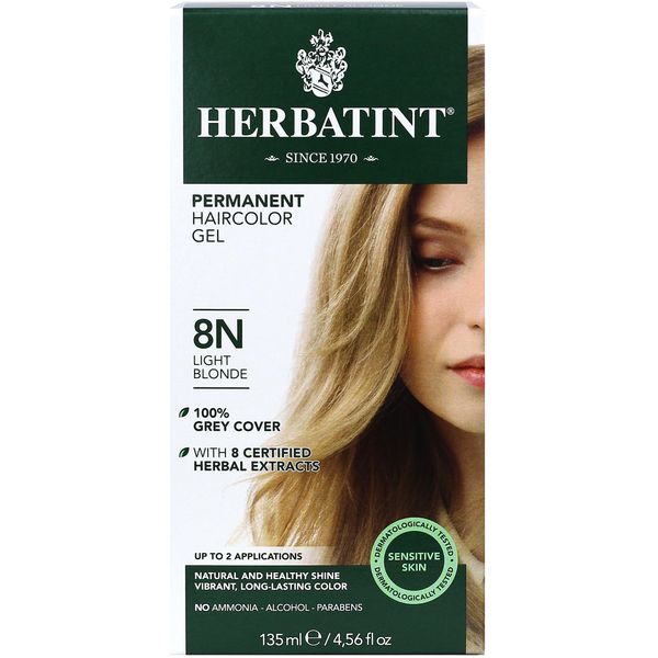 Herbatint Permanent Herbal Hair Color Gel, 8N Light Blonde, 4.56 Ounce