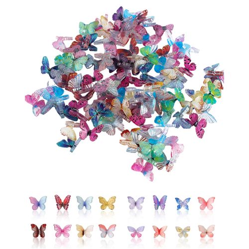 JEXOWIQ 50 pcs Micro Farfalle in Resina,Decorazioni per Unghie con Strass,incantevoli Accessori per Nail Art,utilizzati per Decorazioni Nail Art,custodie per telefoni Fai da Te,casa delle Fate