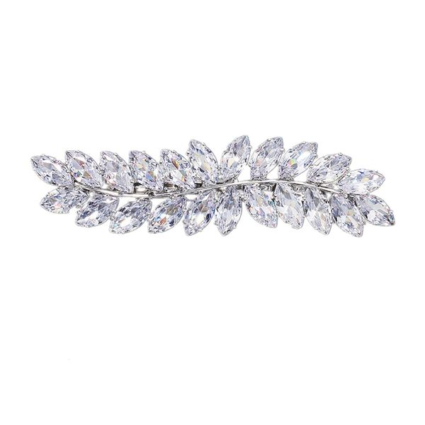 Beaupretty Rhinestone Hair Clips Crystal Leaf Hair Clip Diamond Hair Barrettes Hair Bang Clamp Decorative Alligator Hair Pins For Women Weddings Bridal Hair Accessories Silver