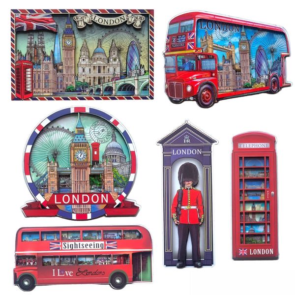 6 London Souvenirs wooden fridge magnets Union Jack British Souvenir England Gift magnet