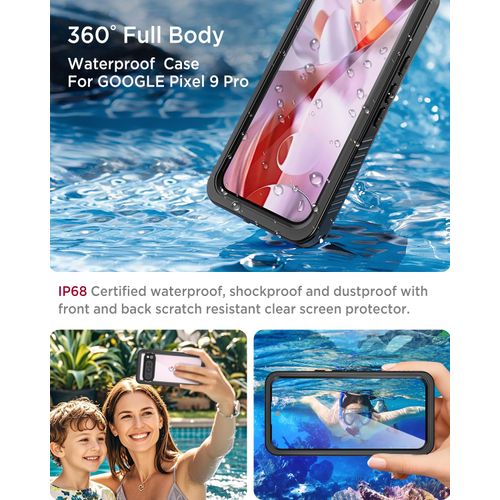 Miimall for Google Pixel 9 Pro Case Waterproof,[IP68 Waterproof &Dual-Layer Protection][Built-in Screen Protector&Camera Protector] Full Body RuggedShockproofWaterproofPhone Case for Pixel 9 Pro 6.3"