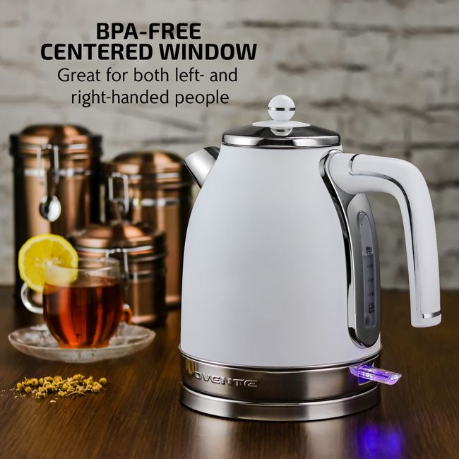 Electric Kettle(BPA Free), Double Wall Water Boiler Heater, Stainless Steel  Interior, Cool Touch Coffee Pot & Tea Kettle, Auto Shut-Off and Boil-Dry