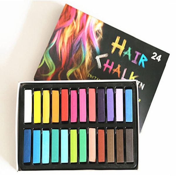 Hair Chalk, 24 Colors Set Non-Toxic Temporary Hair Color Chalk Dye Soft Pastels for Women and Girls Hair