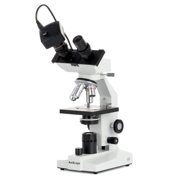 AmScope 40X-1000X Binocular LED Compound Microscope + 1.3MP USB Digital Camera