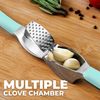 Garlic Press with Ergonomic Handle, Easy Clean Peeler & Brush Set - Blue