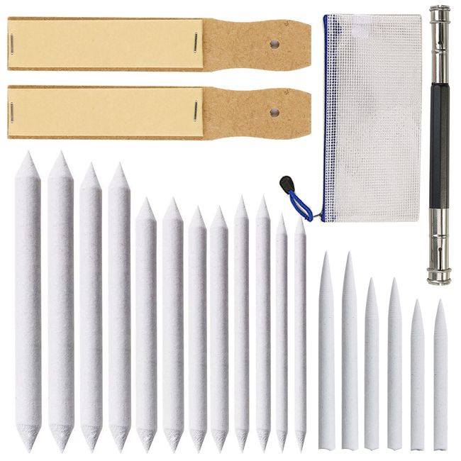 22 Piece Brush Brush Set Drawing Tool Sketch Tortillon Paper File Pencil Auxiliary Axis Pencil Drawing Charcoal Drawing Comte Drawing Pastel Drawing Illustration Sappitsu #1#2#3#4#5#6 with Storage Bag