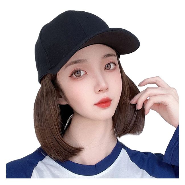 Bobo Hat Wig, Cap, Women's Wig, Fashionable, Cute, Integrated Hat, Wig, Short Hat, Short, Bob, Daily Use, Travel, Sun Protection, Photography, Small Face Effect