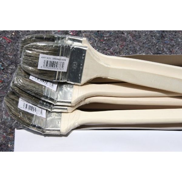 48 x Heizkörperpinsel 60mm Pinsel Set mit grauen Chinaborsten | Malerpinsel Industriepinsel für lösemittelhaltige und wasserbasierte Anstrichmedien | Maler Eckenpinsel Naturborsten