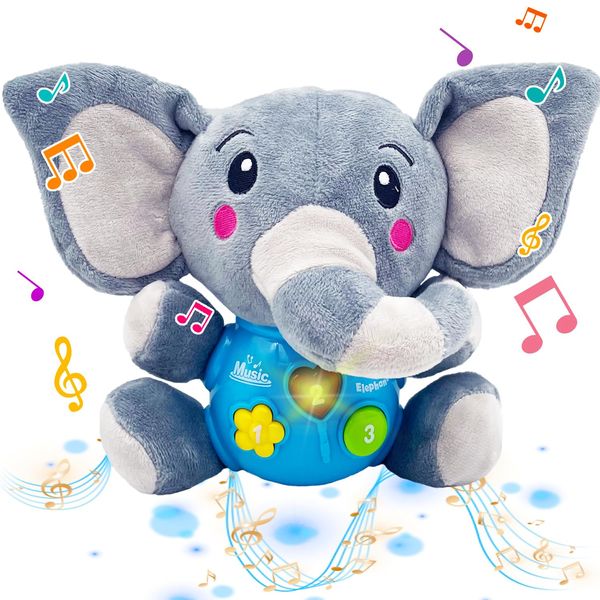 TMBLNEP Baby Toys 6 to 12 Months - Infant Baby Musical Toy for 1 Year Old Boys Girls Cute Elephant Plush Toys Newborn Toy 6 9 12 18 Month Best Gift (Elephant)