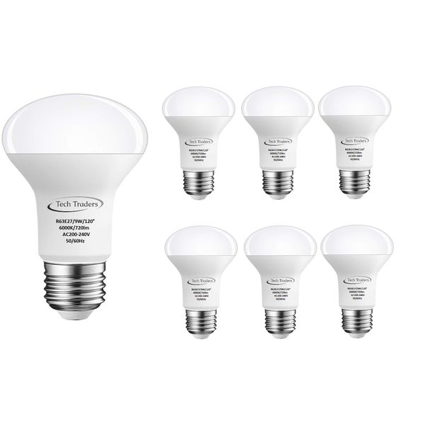 R63 Reflector E27 LED Spotlight Bulbs,9W 720Lm, Non-Dimmable, Cool White 6000K