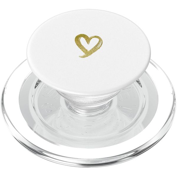 Yellow Minimalist Heart White PopSockets MagSafe PopGrip for iPhone