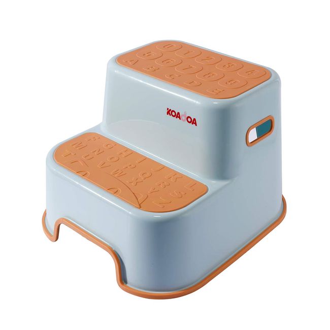 KOADOA Step Stool, For Kids, 2 Tiers, Toddler, Washroom, Toilet, Kids' Footrest, Stylish, English Letter & Number Step Surface, Kids Step, Anti-Slip (Orange)