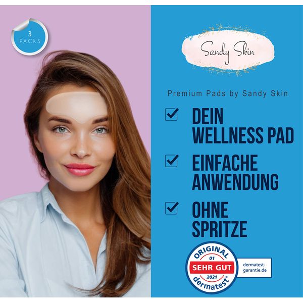 Sandy Skin 3x Antifalten Pads - Dekoltee Falten entfernen Decollete Pads Antifalten | Wiederverwendbare Augenpads Anti Falten Brust | Anti Stirnfalten Pad | Anti Aging