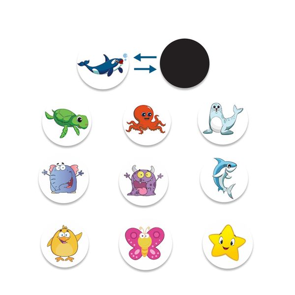 10Pcs Potty Training Stickers, Color Changing Pee Stickers, Reusable Sticker Chart for Potty Training at Home Daycare Travel, Boys and Girls Attracted by These Cute Potty Stickers Animal Designs