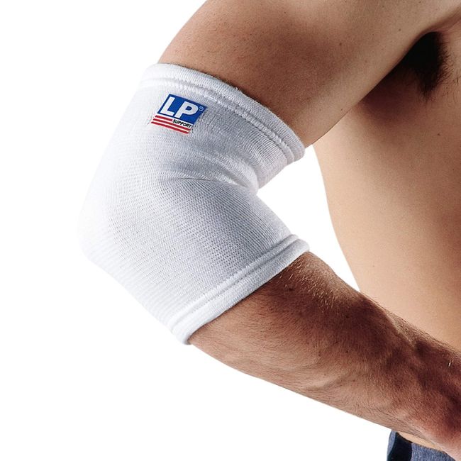 LP Elasticated Elbow Support - Breathable Sleeve for Tennis Elbow Support, Pain Relief & Sports Injury Rehabilitation. White, Small