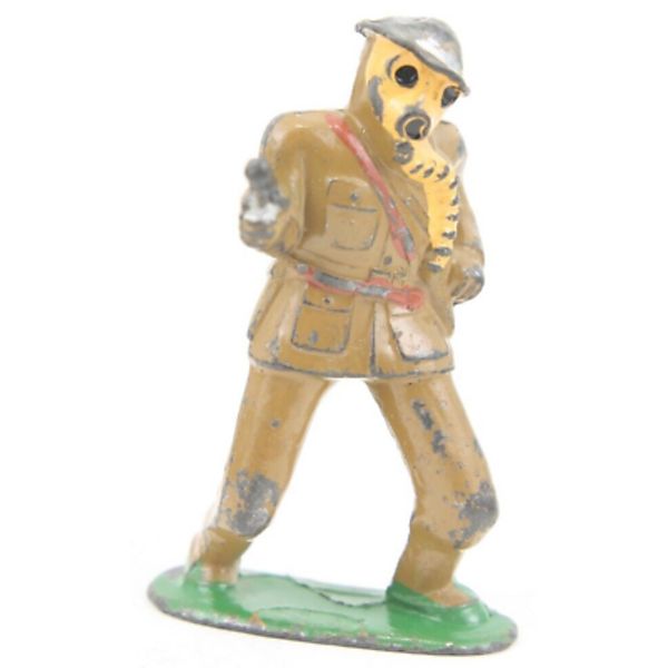 1930-40s Barclay 24A 778 Lead Dimestore Toy Soldier WWI Infantry Pistol Gasmask