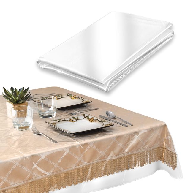 Elaine Karen Clear Plastic Tablecloth 100% Waterproof Table Protector Crystal Clear Plastic Cover for Dining Table Heavy Duty Vinyl, 54" x 72" Rectangle