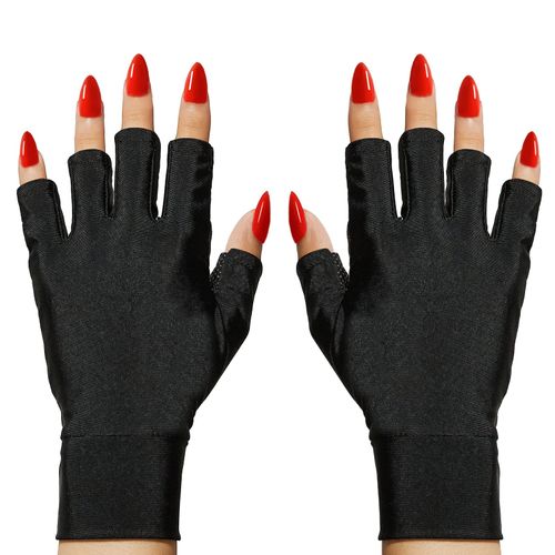 Makartt UV Gloves for Nail Lamp Gel Curing, UPF50+ UV Protection Gloves for Manicures Dryer, Fingerless Anti UV Protect Hands From UV Harm, Nail Art Skin Care Gloves for UV Gel Nail Light, Black