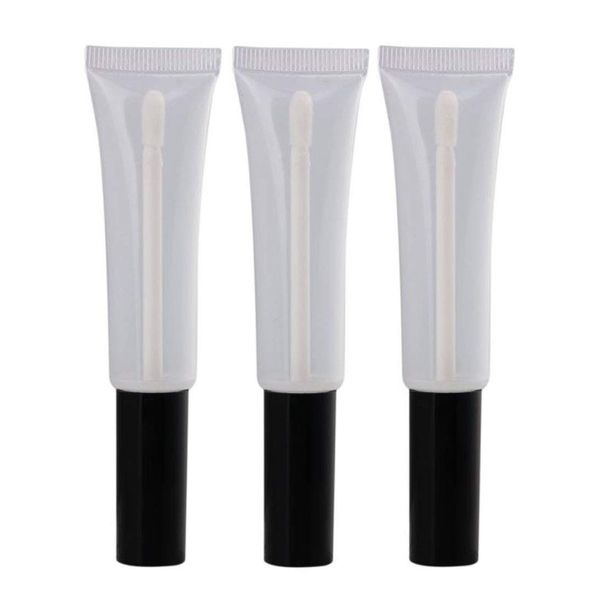 ASTRQLE 10 Pcs 15ml Empty Clear Plastic DIY Lip Gloss Tube Container Bottle Jar Pot with Brush