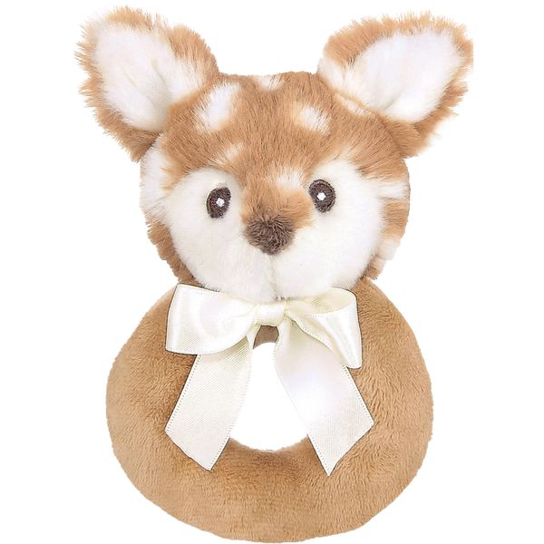 Bearington Baby Lil’ Willow, 5.5 Inch Fawn Plush Stuffed Animal, Soft Baby Rattles and Plush Rings