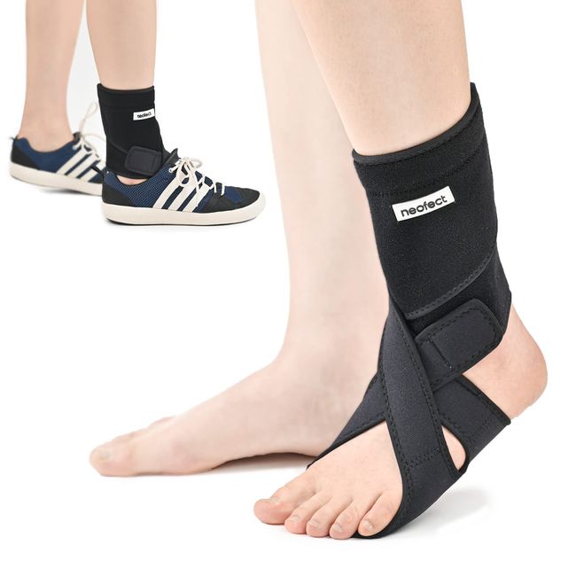 NEOFECT Drop Foot Brace Black Left AFO Foot Drop Brace for Walking, Drop Foot Brace with Shoes, Stroke Recovery Equipment, Foot Drop Brace for Sleeping, Adjustable Ankle Brace