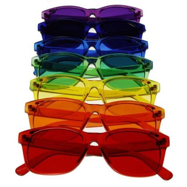 Classic Style Color Therapy Glasses, Colored Sunglasses Set of 7 Colors