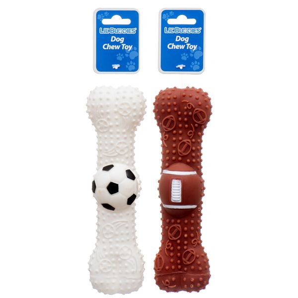 Lil' Buddies Rubber Soccer Ball & Football Squeaky Dog Toy Set