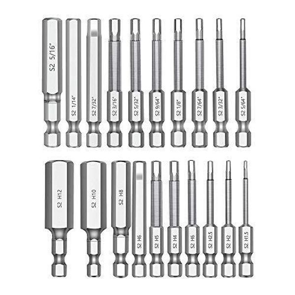 Hex Head Allen Wrench Drill Bit Set 10Pc Metric & 10Pc Sae 1/4" Diameter