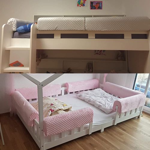 Wonder Space Toddlers' Bed Rail Bumpers Protecter - Children's Bed Guardrail Padding - Anti-Collision | Increased Height | Fall Prevention - Easy InstallEnhanced Safety Mostly Fit (3ft, Pink)