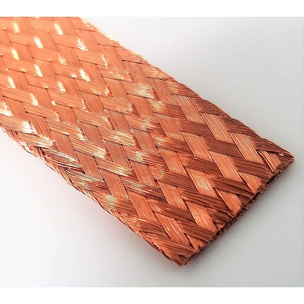 Flat Bare Copper Braid, Bright, 5/8" Diameter, 25' Length 5/8"