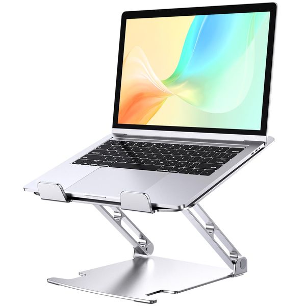 Glangeh Laptop Ständer Aluminium Robust, Belüfteter Ergonomisch Laptop Stand mit Höhenverstellbarer, Wärmeableitung Laptopständer Kompatibel mit MacBook Pro Air, Dell, HP, Alle 10-16" Laptops