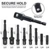 Gasea 8pcs 1/4", 3/8",1/2" Extension Socket Adapter Set and 4pcs Impact Socket Adapter and Reducer Set for Impact Driver Ratchet Docket Extentsion Conversion Tool