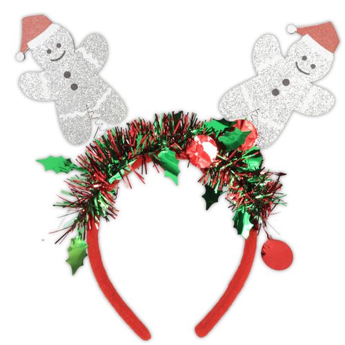 Needzo Glitter Gingerbread Man Bopper Headband, Festive Christmas Hair Accessory, One Size Fits Most