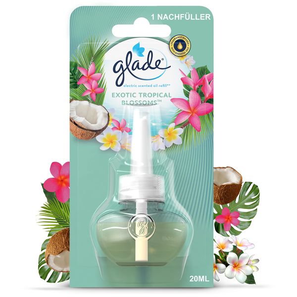 Glade Electric Scented Oil Nachfüller, elektrischer Raumduft mit Duftöl, Exotic Tropical Blossoms, 1er Pack (1 x 20 ml)