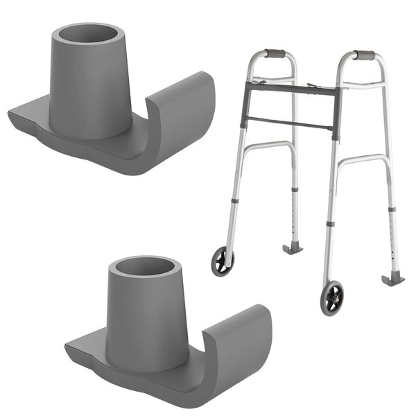 Walker ski Glides 2 Pack, Walker Glide Ski Heavy Duty, Walker Accessories for Seniors Folding Walkers, Easy to Use Rubber Walker Glides, Universal 1" Replacement Glide Caps Tool Free instaltion