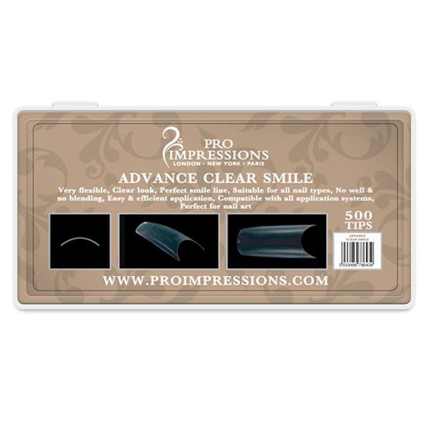 Pro Impressions Advance Clear Smile 50 Nail Tips, Size 7