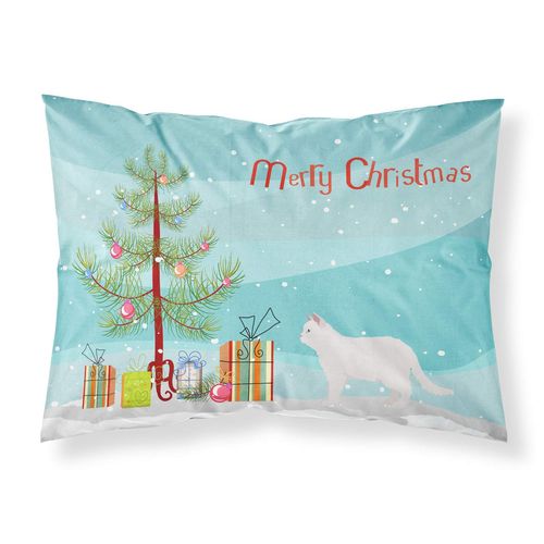 Caroline's Treasures CK4688PILLOWCASE Poodle Cat #2 Cat Merry Christmas Fabric Standard Pillowcase Lightweight Super Soft Easy Care Decorative Artwork Pillowcase, Standard