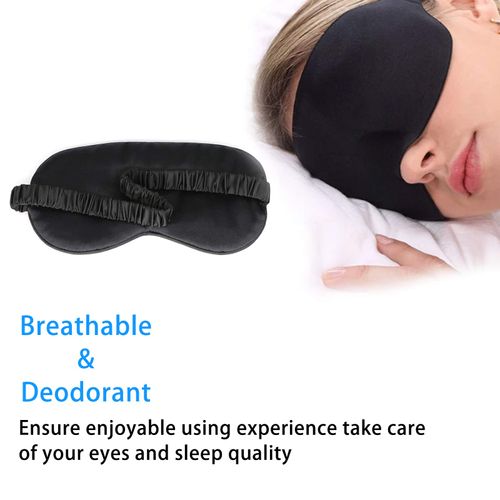 Silk Eye Mask for Sleeping Super Smooth Sleep Mask Silk Blindfold Blackout Eye Cover Portable Eye Shade Cotton Filled with Elastic Strap for Women & Men