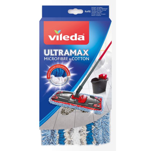 Vileda - Micro- & Baumwollbezug für Flachbesen – Ultramax – 2 Stück