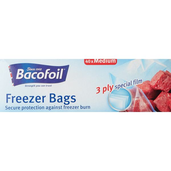 Bacofoil 40 Freezer Bags Medium 3 Litre 25x32cm