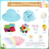 JOFONY Easter Bonnet Kit, DIY Easter Bonnet Kit Kids Easter Bonnet Hat Make Your Own Easter Hat, Easter Hat for Easter Craft Supplies(Blue)